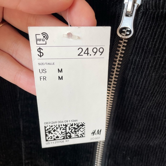 DIVIDED by H&M Corduroy Black Mini Dress Size Small, NWT - Picture 6 of 9